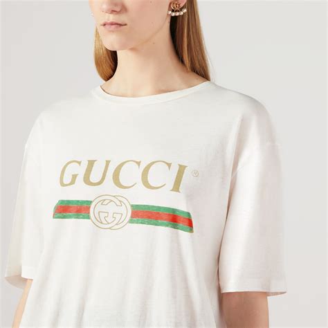 gucci printed white t shirt|Gucci white t shirt women's.